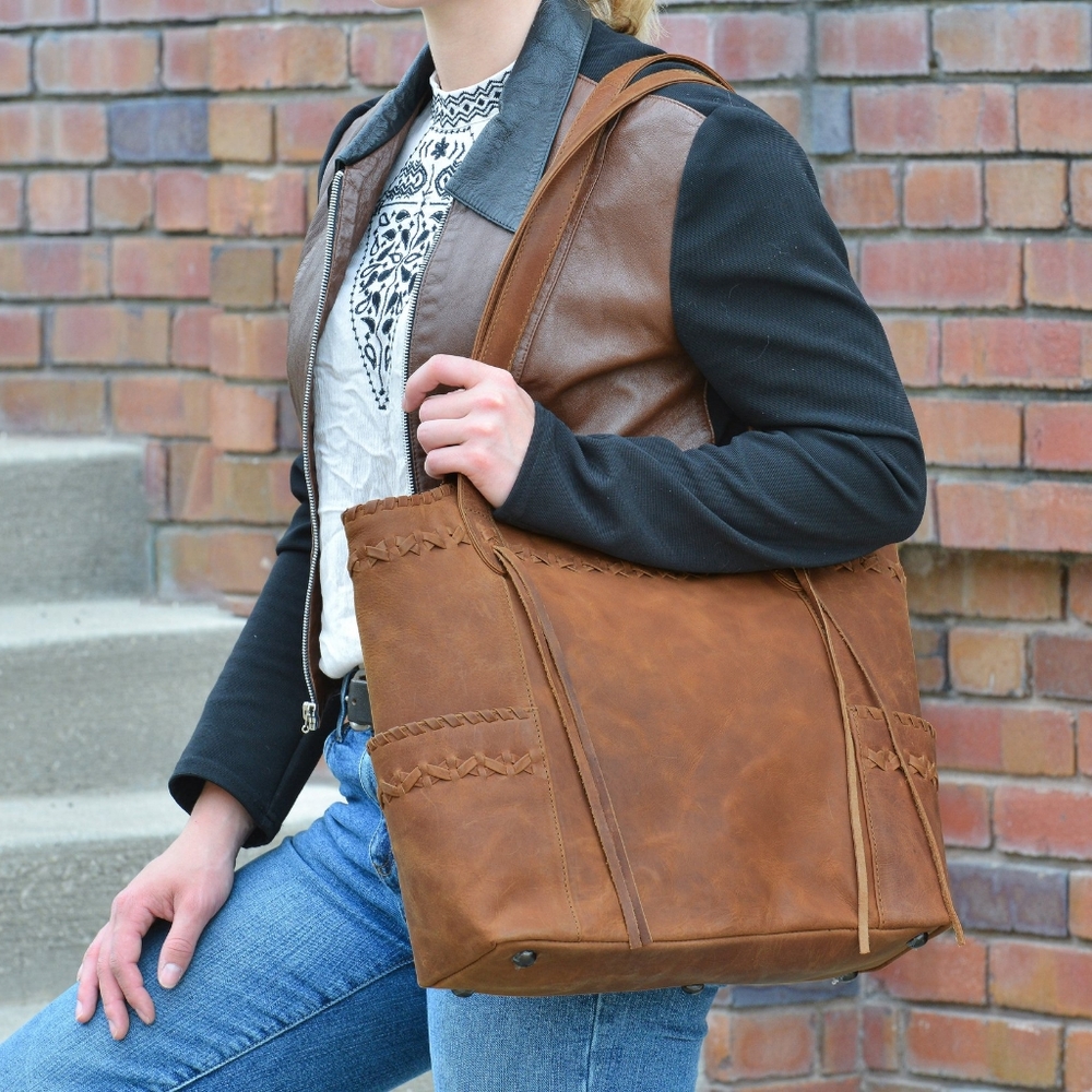 Full Grain Distressed Leather Conceal Carry Tote